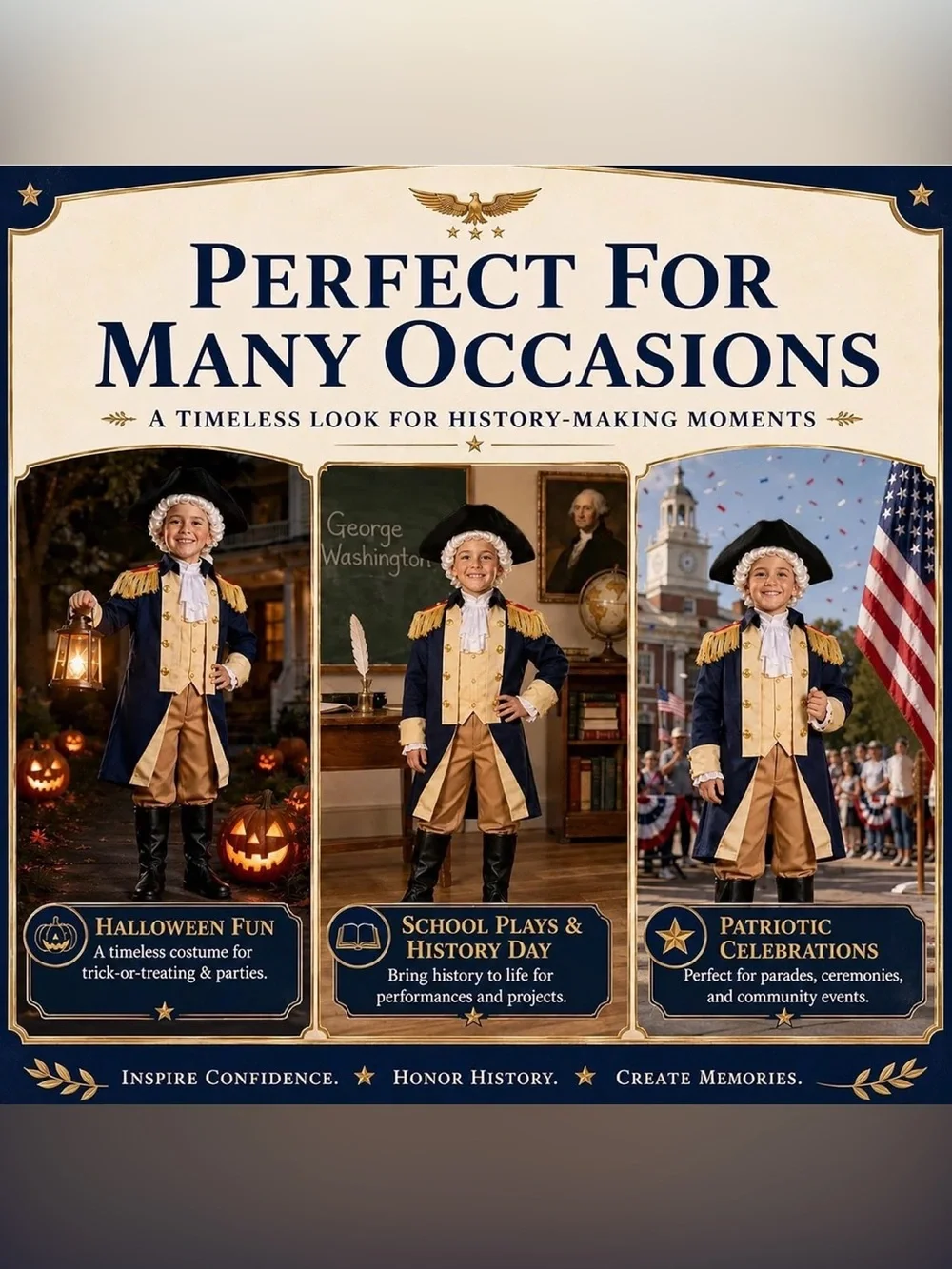 George Washington Costume for Boys Kids Colonial Alexander Hamilton Costume XL